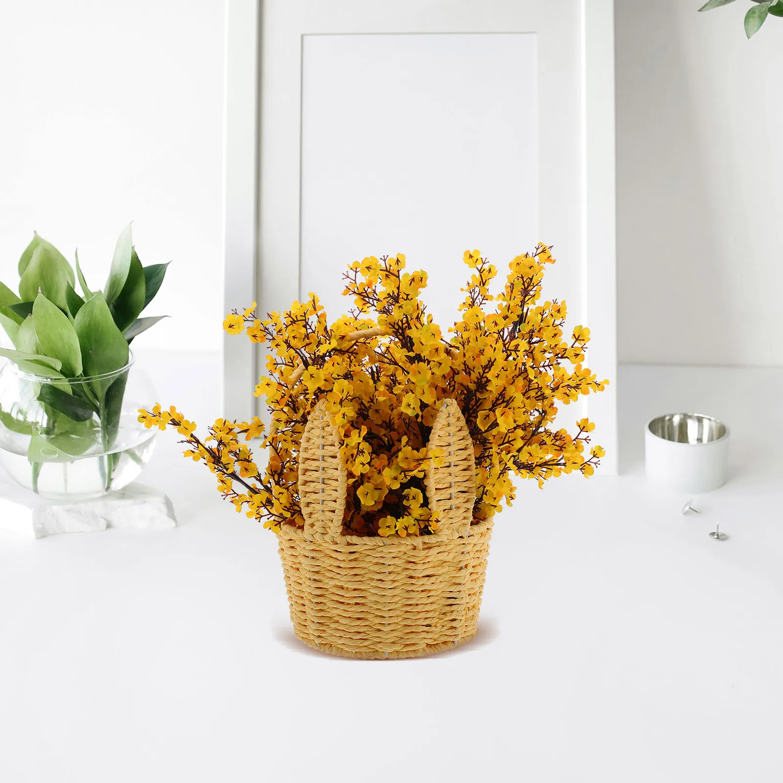 Handwoven Wicker Easter Cute Bunny Ear Picnic Hamper Flower Shop Storage Fruit Basket Natural Rope Round Basket Green
Handwoven Wicker Easter Cute Bunny Ear Picnic Hamper Flower Shop Storage Fruit Basket Natural Rope Round Basket Green