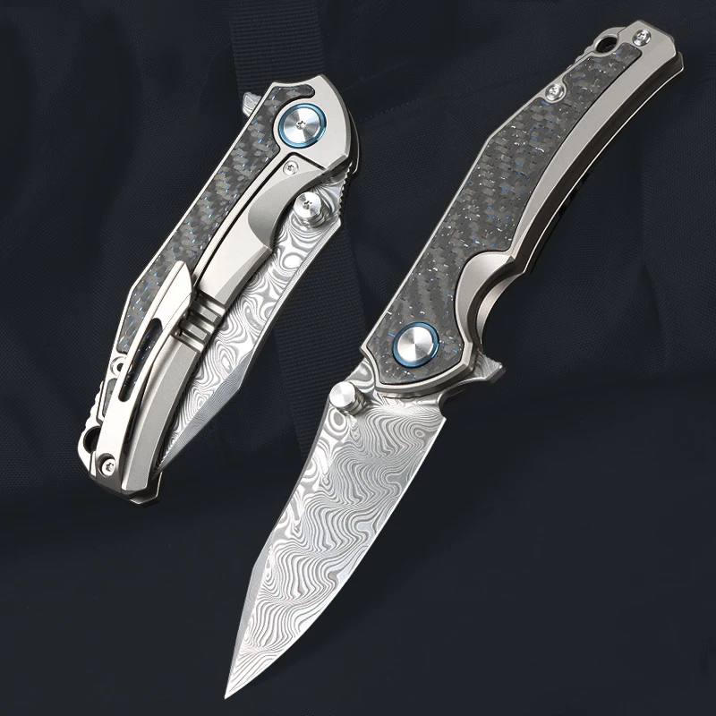 PMC27 Damascus Blade Pocket Folding Knife Titanium Alloy+Carbon Fiber Handle Tactical Hunting Camping EDC Survival Tool Knives
PMC27 Damascus Blade Pocket Folding Knife Titanium Alloy+Carbon Fiber Handle Tactical Hunting Camping EDC Survival Tool Knives