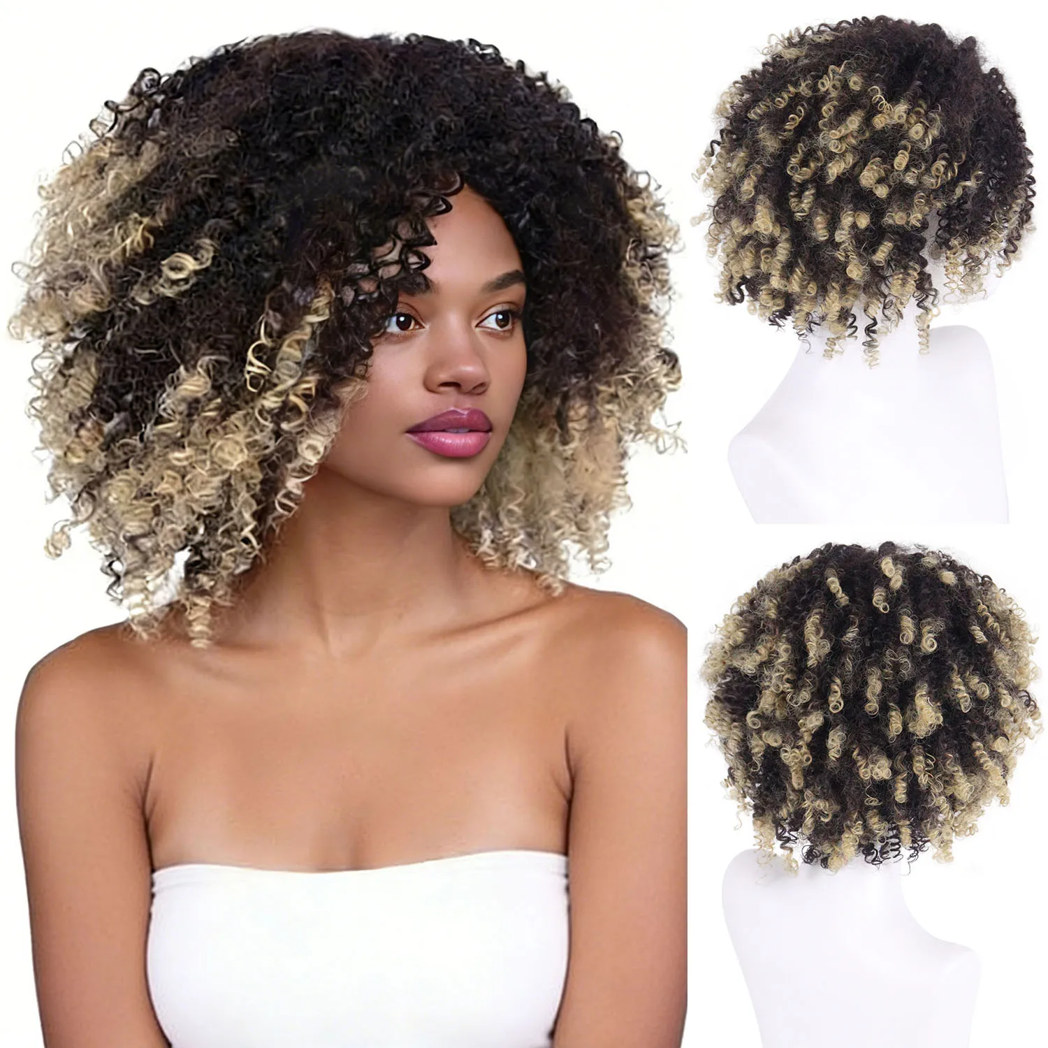 Synthetic 14 Inch Short Afro Curly Wigs Ombre Black to Blonde Fluffy Kinky Curly Wig for Women Daily Party Cosplay Easy to Wear
Synthetic 14 Inch Short Afro Curly Wigs Ombre Black to Blonde Fluffy Kinky Curly Wig for Women Daily Party Cosplay Easy to Wear