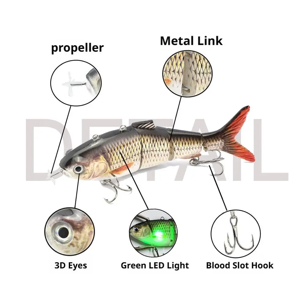 Automatic Swimbait Fishing Lures 13cm 4-Segement Multi Jointed Bait Electric Robotic Fishing Lure Auto USB Rechargeable Pesca
Automatic Swimbait Fishing Lures 13cm 4-Segement Multi Jointed Bait Electric Robotic Fishing Lure Auto USB Rechargeable Pesca