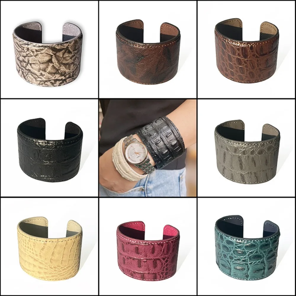 New Punk Style Wide Version Leather Bracelet Adjustable Opening Leather Texture Multi-color Retro Personalized Bangle for Women
New Punk Style Wide Version Leather Bracelet Adjustable Opening Leather Texture Multi-color Retro Personalized Bangle for Women