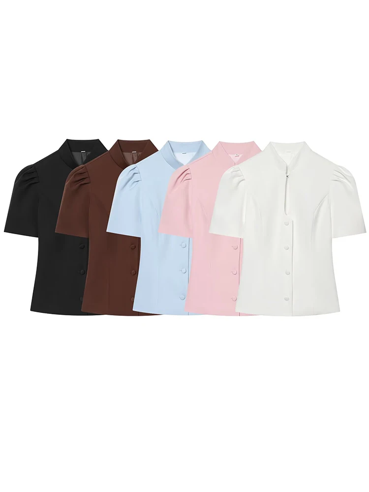 Women Stand Collar Puff Sleeve Blouse 5 Colors Slim Button Down Tops Shirts
Women Stand Collar Puff Sleeve Blouse 5 Colors Slim Button Down Tops Shirts