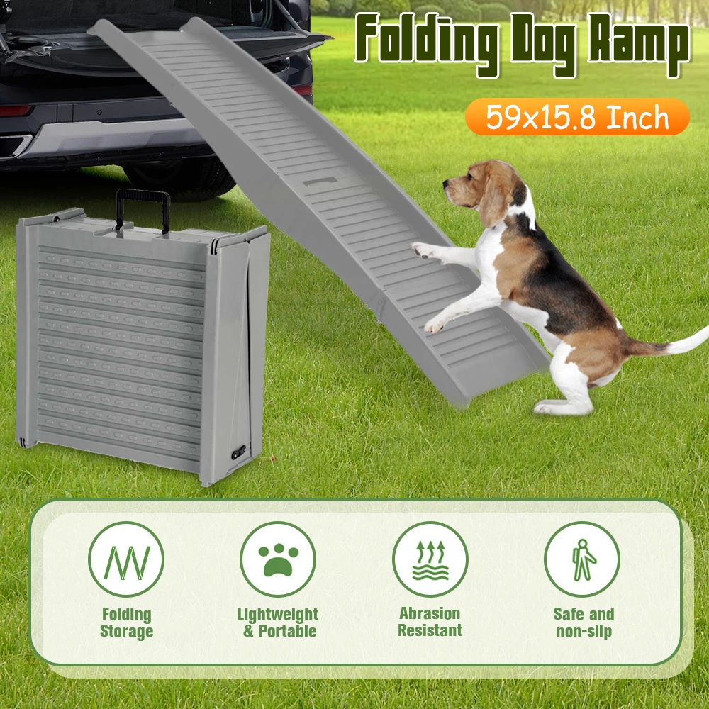 Складная портативная рампа для собак 59x15.8 дюймов, лестница для животных с нескользящей поверхностью, сверхпрочный материал PP с замком безопасности для средних и крупных собак
Складная портативная рампа для собак 59x15.8 дюймов, лестница для животных с нескользящей поверхностью, сверхпрочный материал PP с замком безопасности для средних и крупных собак