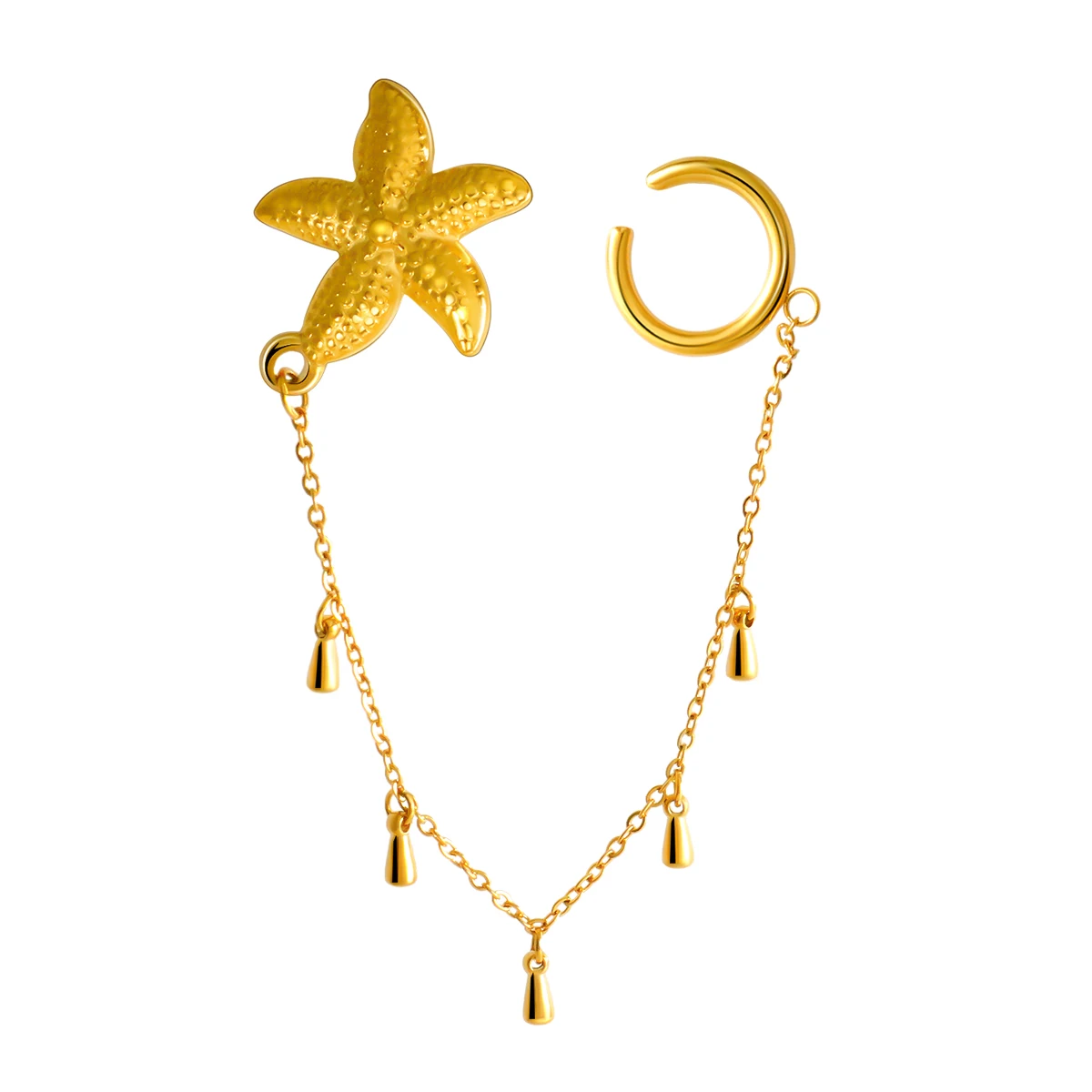 JINHUI Summer Single Starfish Stainless Steel Hanging Gold Color Little Pendants Stud Earring Women Exquisite Waterproof Jewelry
JINHUI Summer Single Starfish Stainless Steel Hanging Gold Color Little Pendants Stud Earring Women Exquisite Waterproof Jewelry
