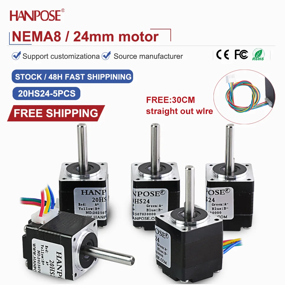 NEMA8 5PCS 20HS24 Miniature Stepper Motor 0.012N. m 0.4A 3D Printing Accessories Motor Manufacturer Direct Sales in Stock
NEMA8 5PCS 20HS24 Miniature Stepper Motor 0.012N. m 0.4A 3D Printing Accessories Motor Manufacturer Direct Sales in Stock