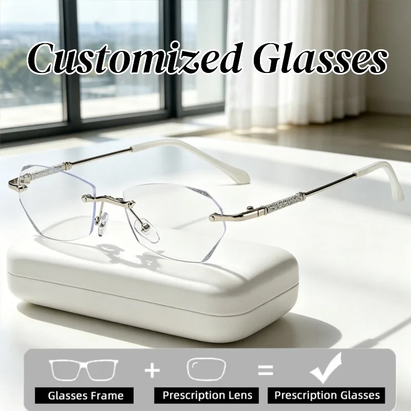 Customized Rimless Diamond Fashion Glasses New Vintage Anti Blue Light Near Sight Glasses HD Ultra Light Prescription Eyeglasses
Customized Rimless Diamond Fashion Glasses New Vintage Anti Blue Light Near Sight Glasses HD Ultra Light Prescription Eyeglasses