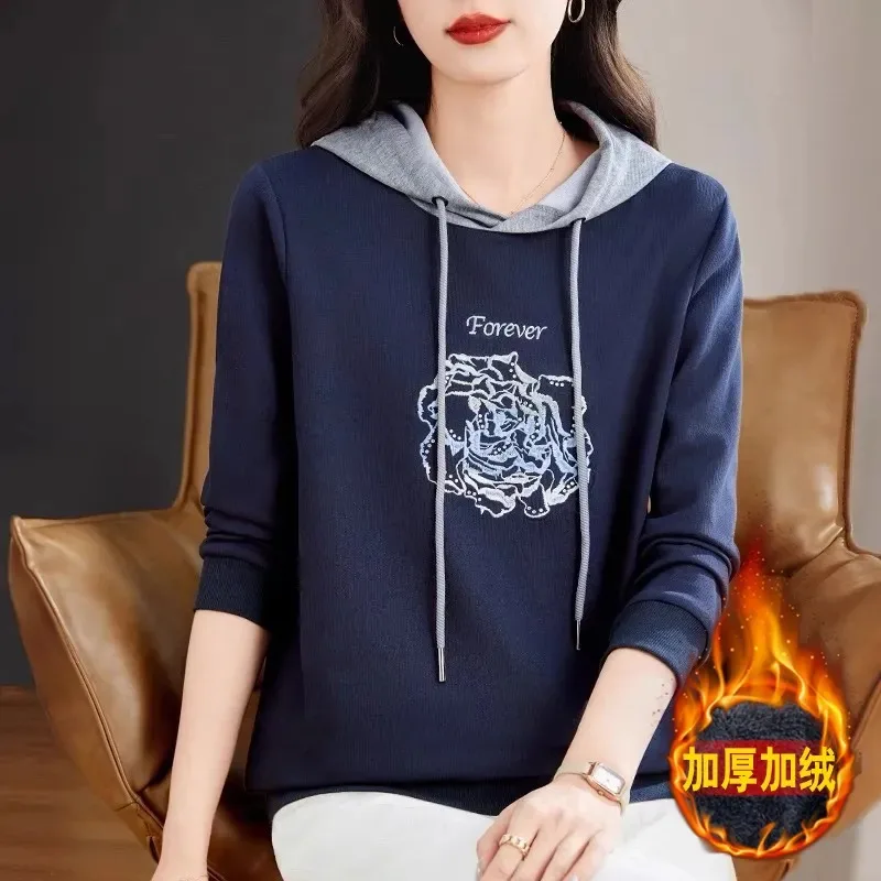 Hooded Pullover Sweatshirt for Women 2025 Autumn and Winter New Thickened Velvet Right Shoulder Loose Women's Long-sleeved Top
Hooded Pullover Sweatshirt for Women 2025 Autumn and Winter New Thickened Velvet Right Shoulder Loose Women's Long-sleeved Top