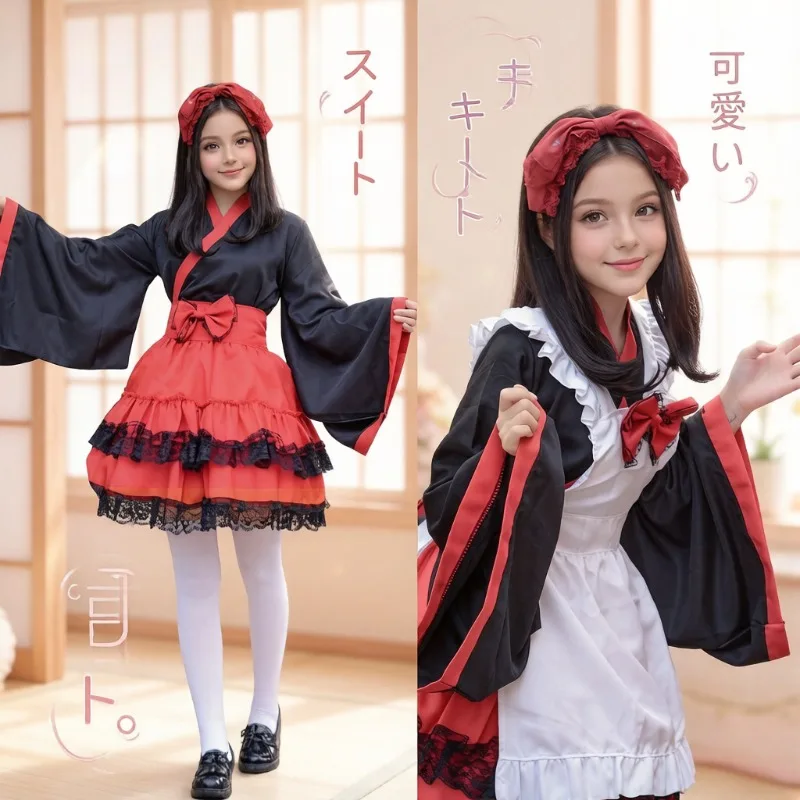 Black Red S-2XL Women Kimono Maid & Miko Costume Lolita Outfit Kawaii Halloween Cosplay Uniform Japanese Style Role Play Wear
Black Red S-2XL Women Kimono Maid & Miko Costume Lolita Outfit Kawaii Halloween Cosplay Uniform Japanese Style Role Play Wear