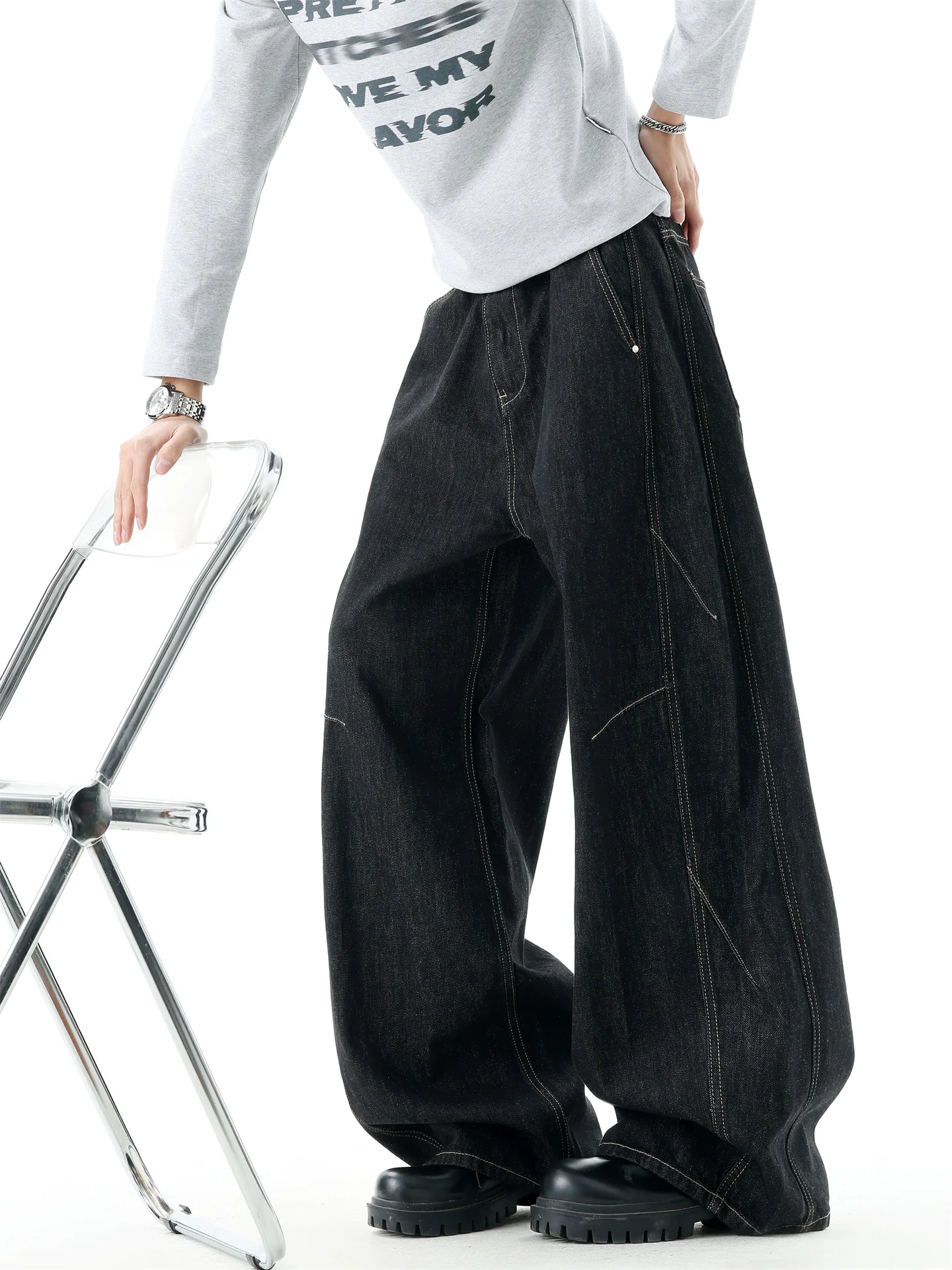 American Retro Wide Leg Men's Jeans Black Loose Straight High Street Vibe Deconstructed Knife Long Pants Casual Straight Loos...
American Retro Wide Leg Men's Jeans Black Loose Straight High Street Vibe Deconstructed Knife Long Pants Casual Straight Loos...