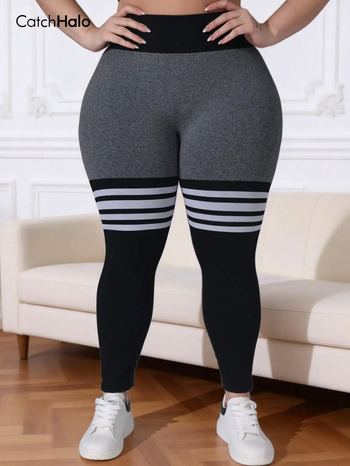Plus Size Women Seamless Yoga Leggings Contrast Stripe High Waist Tummy Control Butt Lift Fitness Workout Gym Tights
Plus Size Women Seamless Yoga Leggings Contrast Stripe High Waist Tummy Control Butt Lift Fitness Workout Gym Tights