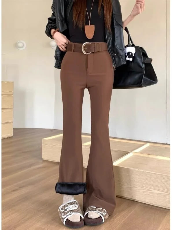 Thickened Fleece Wide Leg Casual Pants Women Summer New Sexy Coffee Color Slim High Waist Micro Flared Pants Commute Style
Thickened Fleece Wide Leg Casual Pants Women Summer New Sexy Coffee Color Slim High Waist Micro Flared Pants Commute Style