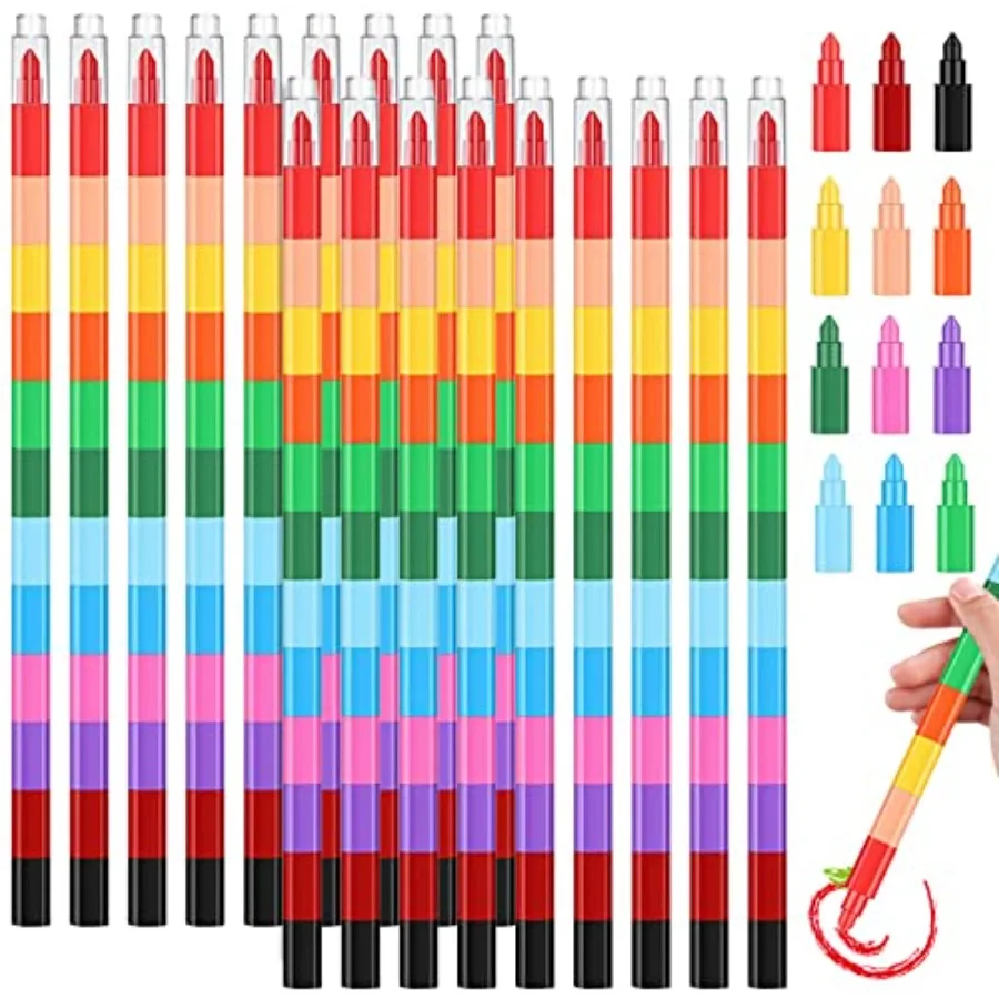 18 Pieces Stackable Colouring Pencils, 12 in 1 Wax Crayons, Building Block Colouring Crayons for Office Supplies, 12 Colors
18 Pieces Stackable Colouring Pencils, 12 in 1 Wax Crayons, Building Block Colouring Crayons for Office Supplies, 12 Colors