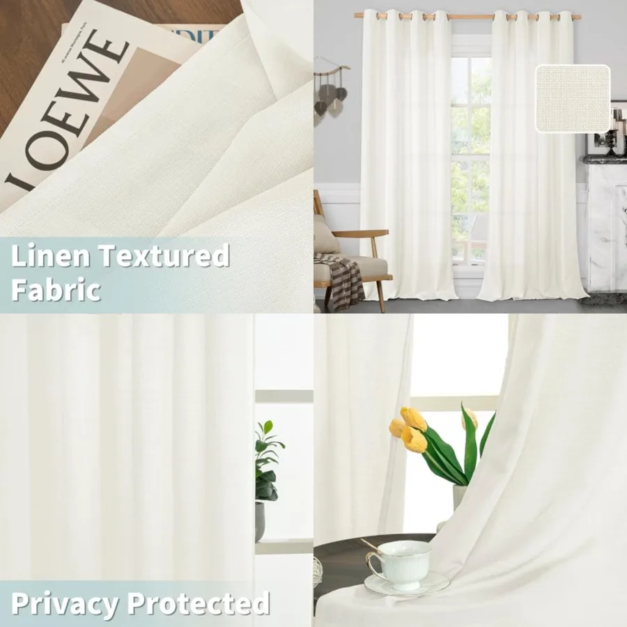 Linen Curtains 95 Inch for Bedroom, Grommet Thick Linen Textured Sheer Curtains Light Filtering Privacy Window Panels for Livin
Linen Curtains 95 Inch for Bedroom, Grommet Thick Linen Textured Sheer Curtains Light Filtering Privacy Window Panels for Livin