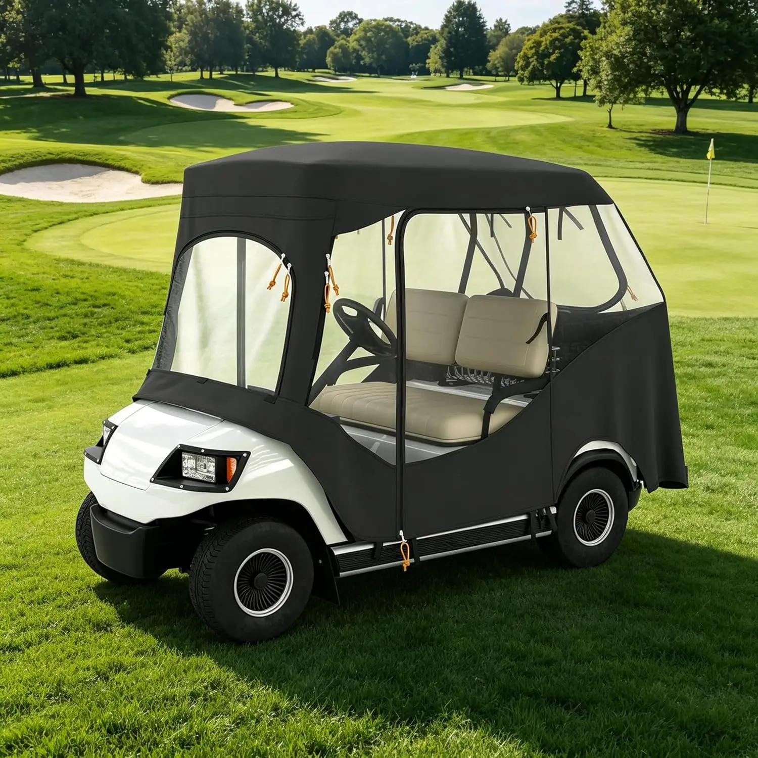 Garvee with 4 Clear PVC Windows, 2-Passenger Golf Cart Cover Heavy-Duty 600D Waterproof Oxford Cart Enclosure, All-Weather Protection Club Car Precedent EZGO
Garvee with 4 Clear PVC Windows, 2-Passenger Golf Cart Cover Heavy-Duty 600D Waterproof Oxford Cart Enclosure, All-Weather Protection Club Car Precedent EZGO