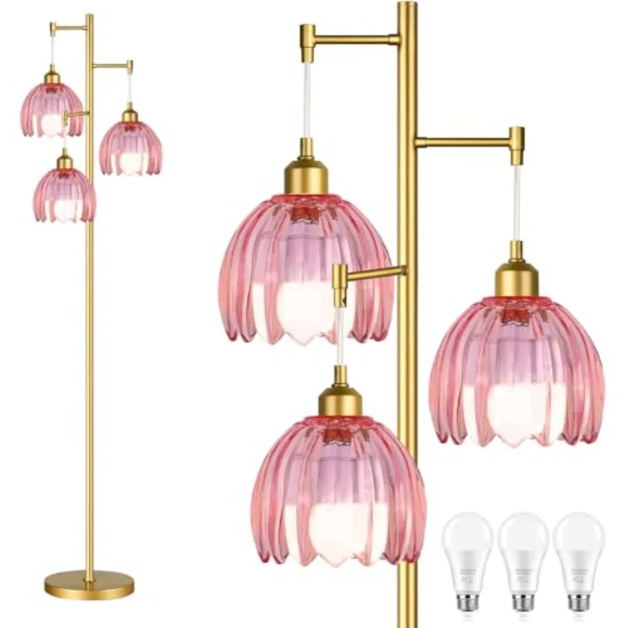 Gold Floor Lamp for Living Room Bedroom3 Lights Tree Floor Lamps with Pink Glass Flower Shade Mid Century Floor Lamp for Corner
Gold Floor Lamp for Living Room Bedroom3 Lights Tree Floor Lamps with Pink Glass Flower Shade Mid Century Floor Lamp for Corner