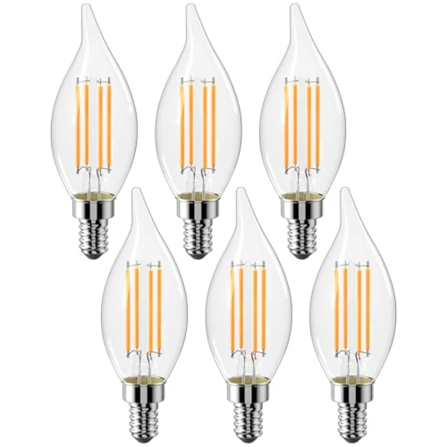 E12 Chandelier Bulb 40W Equivalent, Dimmable LED Candelabra Light Bulbs 4W, 2700K Warm White 470 Lumen Lightbulbs, CA11, UL Lis
E12 Chandelier Bulb 40W Equivalent, Dimmable LED Candelabra Light Bulbs 4W, 2700K Warm White 470 Lumen Lightbulbs, CA11, UL Lis