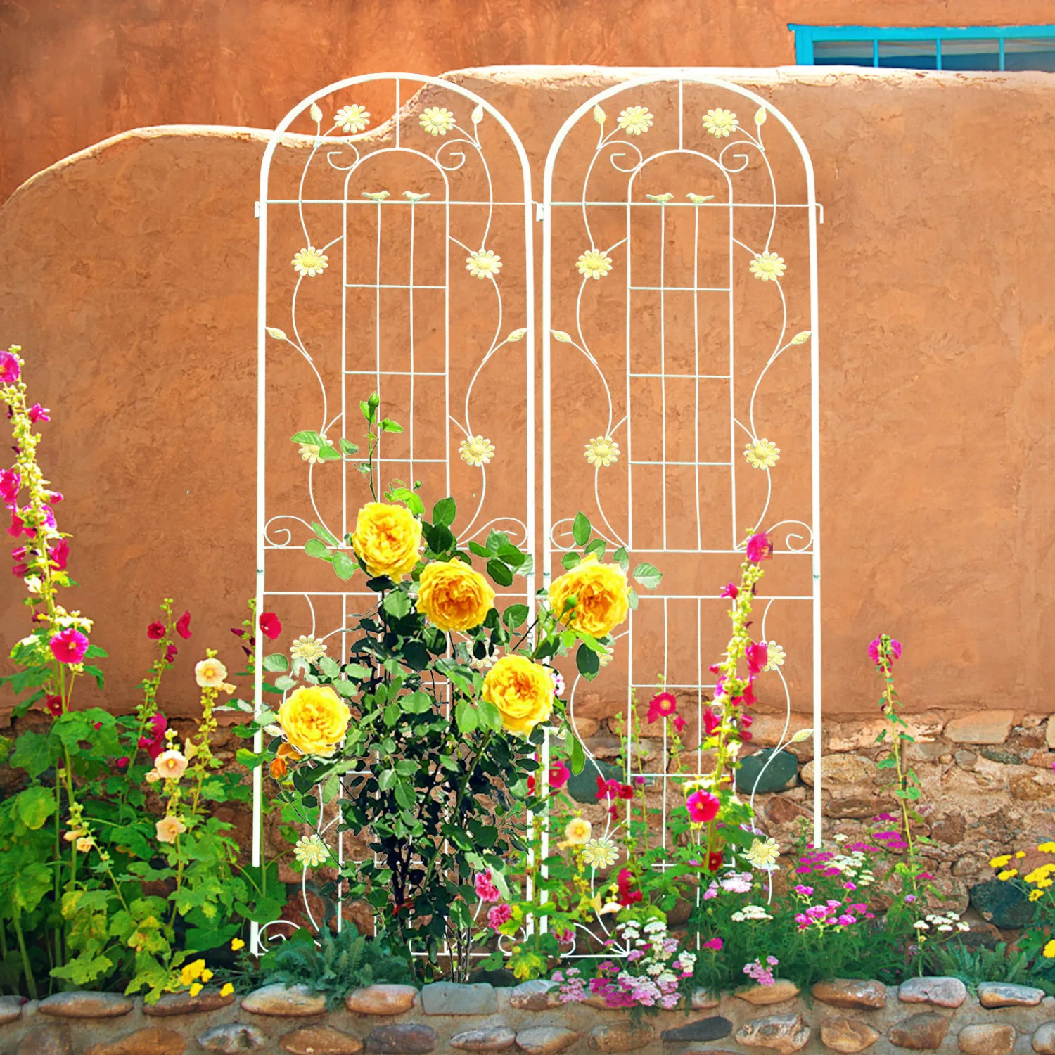2 Pack Metal Garden Trellis 86.7" x 19.7" Rustproof Trellis for Climbing Plants Outdoor Flower Support Cream White
2 Pack Metal Garden Trellis 86.7" x 19.7" Rustproof Trellis for Climbing Plants Outdoor Flower Support Cream White