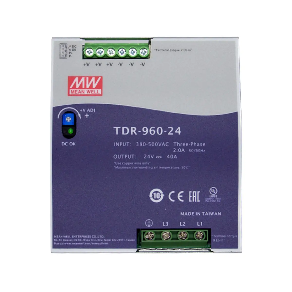 DRT-960-24 новая модель TDR-960-24 Блоки питания на DIN-рейку 960 Вт 24 В 40 А на DIN-рейку 340-550 В переменного тока
DRT-960-24 новая модель TDR-960-24 Блоки питания на DIN-рейку 960 Вт 24 В 40 А на DIN-рейку 340-550 В переменного тока