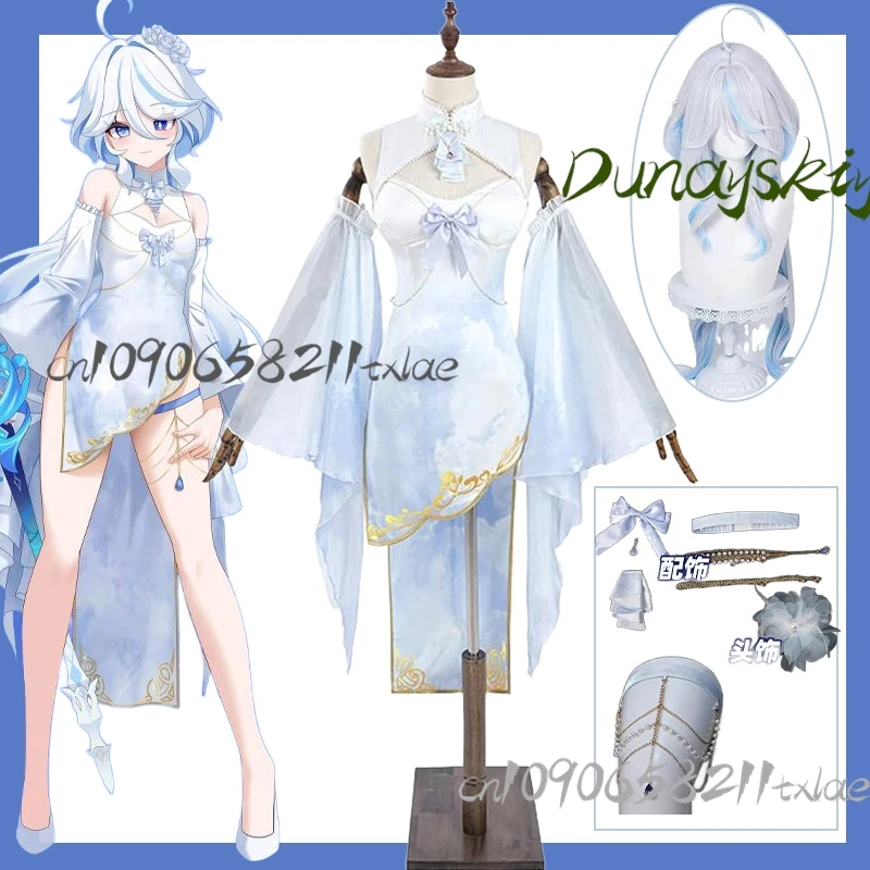 Genshin Impact Furina Cosplay Costume Hydro Archon Focalors Elegant Qipao Dress Wig Game Character Summer/Halloween/Convention
Genshin Impact Furina Cosplay Costume Hydro Archon Focalors Elegant Qipao Dress Wig Game Character Summer/Halloween/Convention