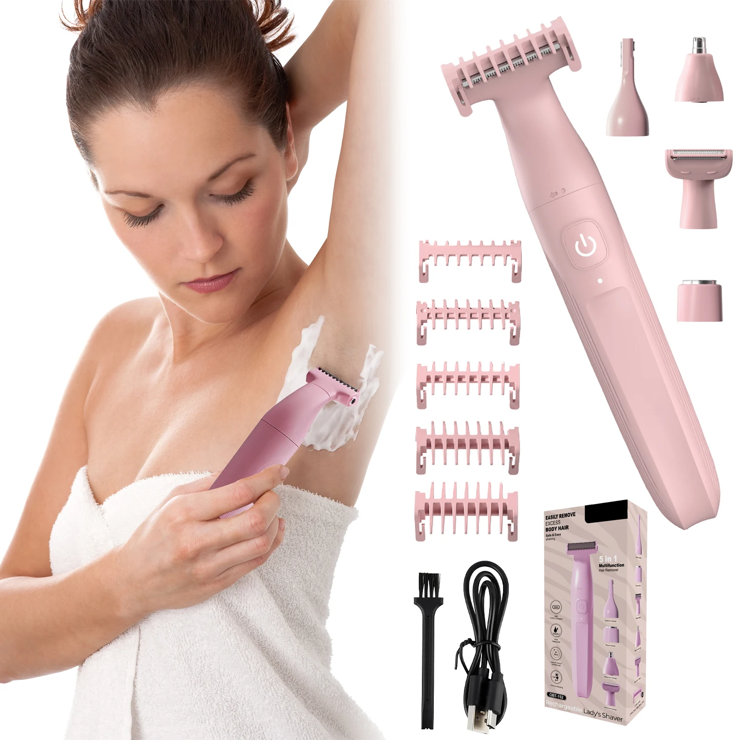 OMUONE 5-in-1 Body Hair Trimmer for Women Groin & Pubic Hair Trimmer Wet/Dry Cordless Body USB Charging
OMUONE 5-in-1 Body Hair Trimmer for Women Groin & Pubic Hair Trimmer Wet/Dry Cordless Body USB Charging