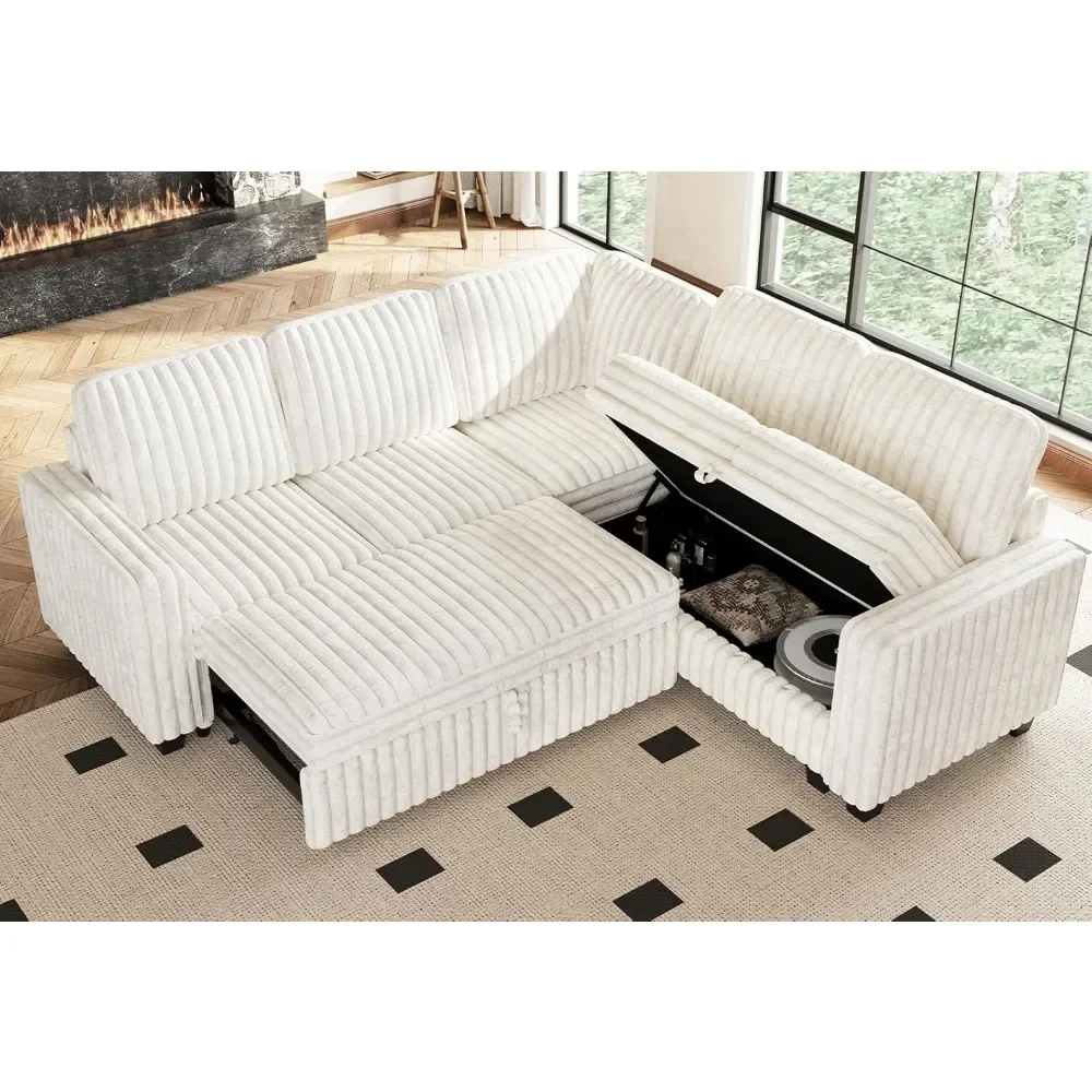 White Couch Plush Corduroy Modular Sectional Sofa with Pull Out Bed Convertible Small Sectional Corner Couch for Living Room
White Couch Plush Corduroy Modular Sectional Sofa with Pull Out Bed Convertible Small Sectional Corner Couch for Living Room
