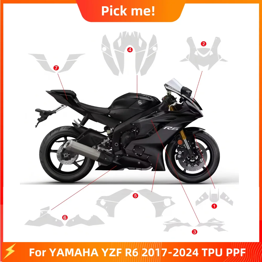 For YAMAHA YZFR6 2017-2024 Premium TPU PPF Paint Protection Film Transparent Bodykit Windshield Film Self-Healing Anti-Scratch 
For YAMAHA YZFR6 2017-2024 Premium TPU PPF Paint Protection Film Transparent Bodykit Windshield Film Self-Healing Anti-Scratch