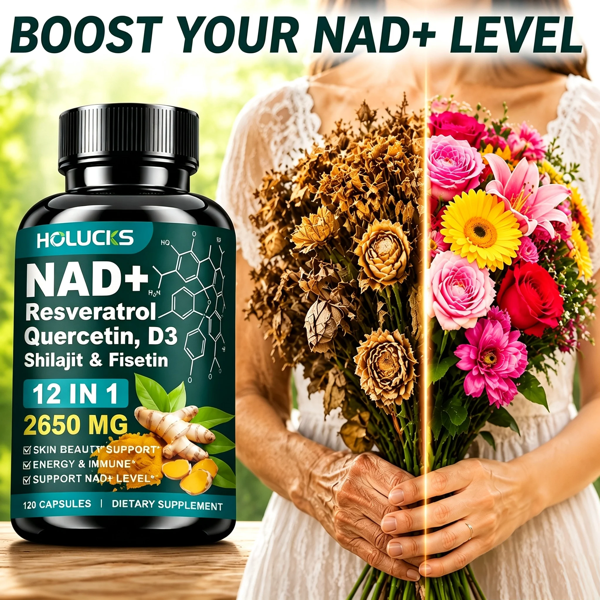 NAD+ Supplement Capsules, with Resveratrol, Anti-Aging, Promotes Cell Repair, Support Energy Vitality Immune,for Skin Health
NAD+ Supplement Capsules, with Resveratrol, Anti-Aging, Promotes Cell Repair, Support Energy Vitality Immune,for Skin Health