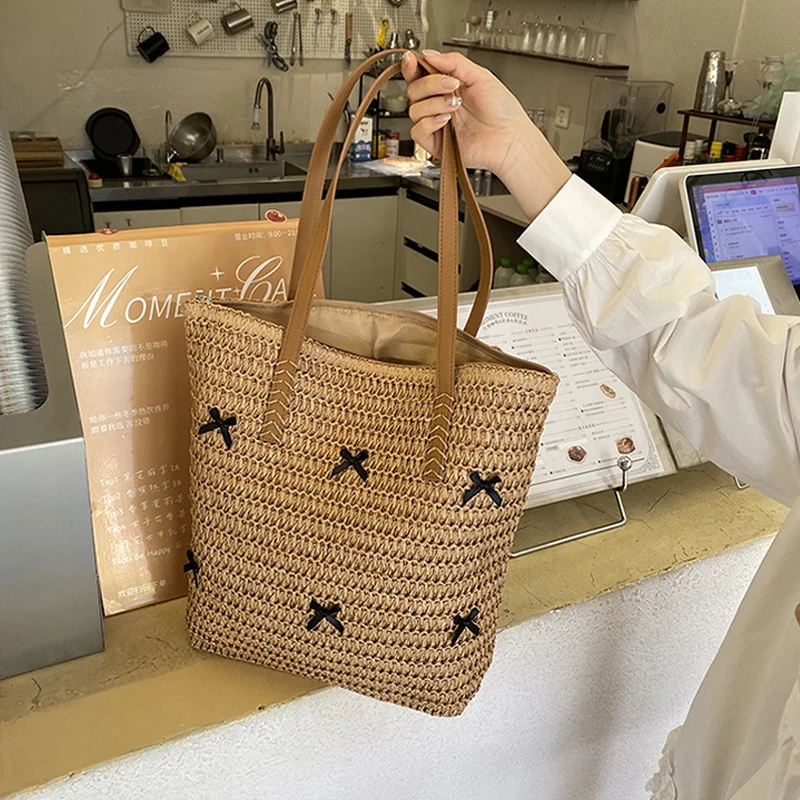 Black Bowknot Summer Beach Large Capacity Tote Bag Women Shoulder Bag Handmade Woven Bag Top-Handle Bags Raffia Boho Woven Women
Black Bowknot Summer Beach Large Capacity Tote Bag Women Shoulder Bag Handmade Woven Bag Top-Handle Bags Raffia Boho Woven Women