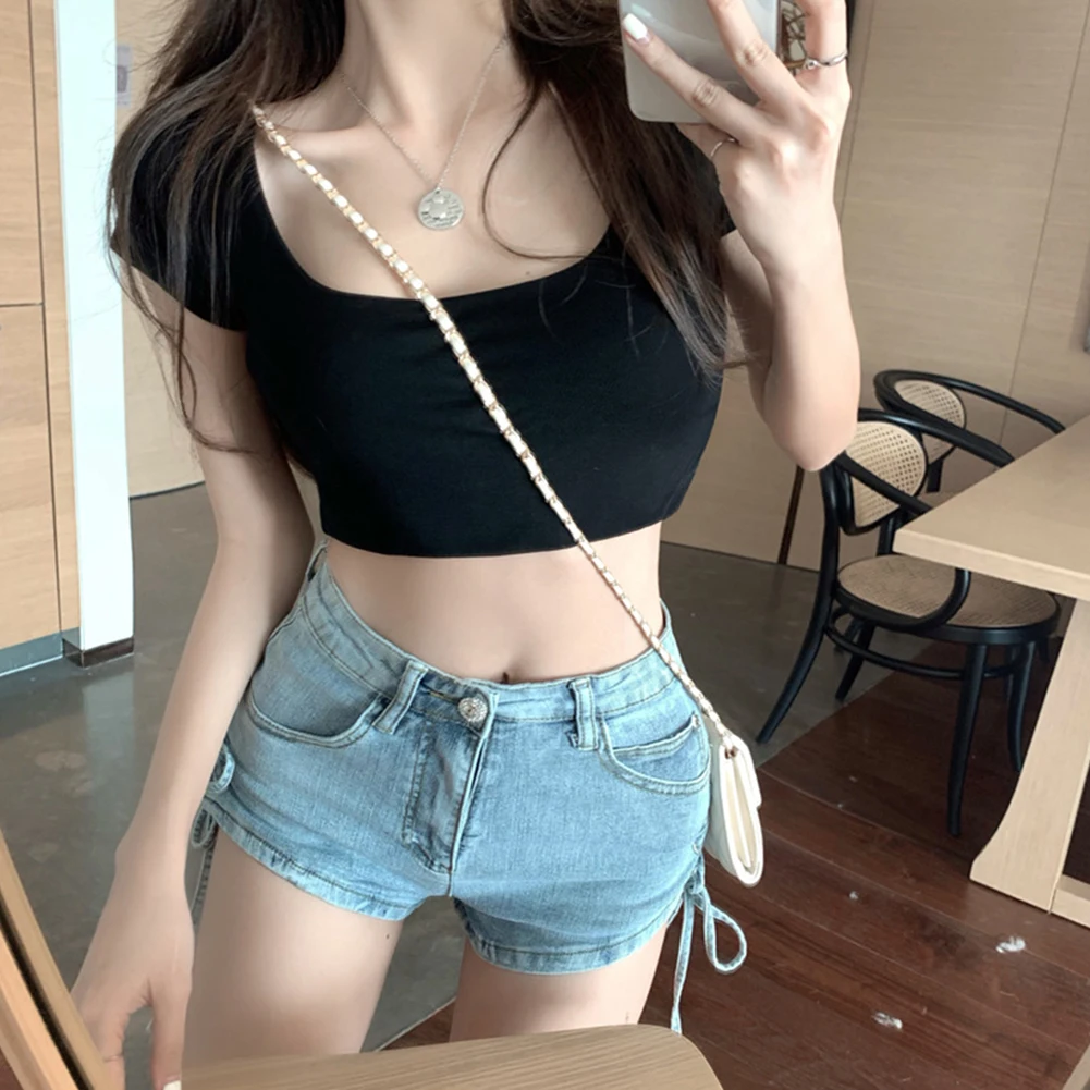 Female Crop Top Women T-shirt Square Neck T-shirt Pullover U-neck Short Women\\\\\\'s Tight Casual Exposed Navel Comfy
Female Crop Top Women T-shirt Square Neck T-shirt Pullover U-neck Short Women\\\\\\'s Tight Casual Exposed Navel Comfy