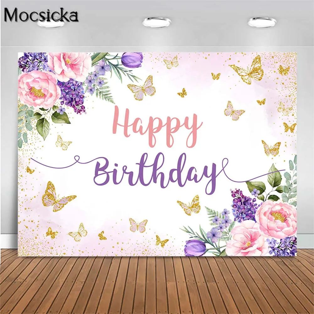 Mocsicka Girl Birthday Backdrop Pink Purple Flowers Butterfly Party Decor Happy Birthday Photo Background for Studio Photography
Mocsicka Girl Birthday Backdrop Pink Purple Flowers Butterfly Party Decor Happy Birthday Photo Background for Studio Photography