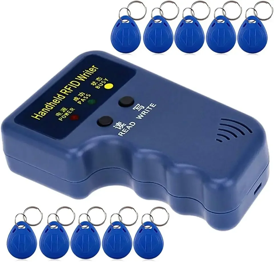 RFID Duplicator ID Handheld 125khz Key Copier Reader Writer Reader Card Cloner Programmer Writable Key Access Card Keyfobs
RFID Duplicator ID Handheld 125khz Key Copier Reader Writer Reader Card Cloner Programmer Writable Key Access Card Keyfobs