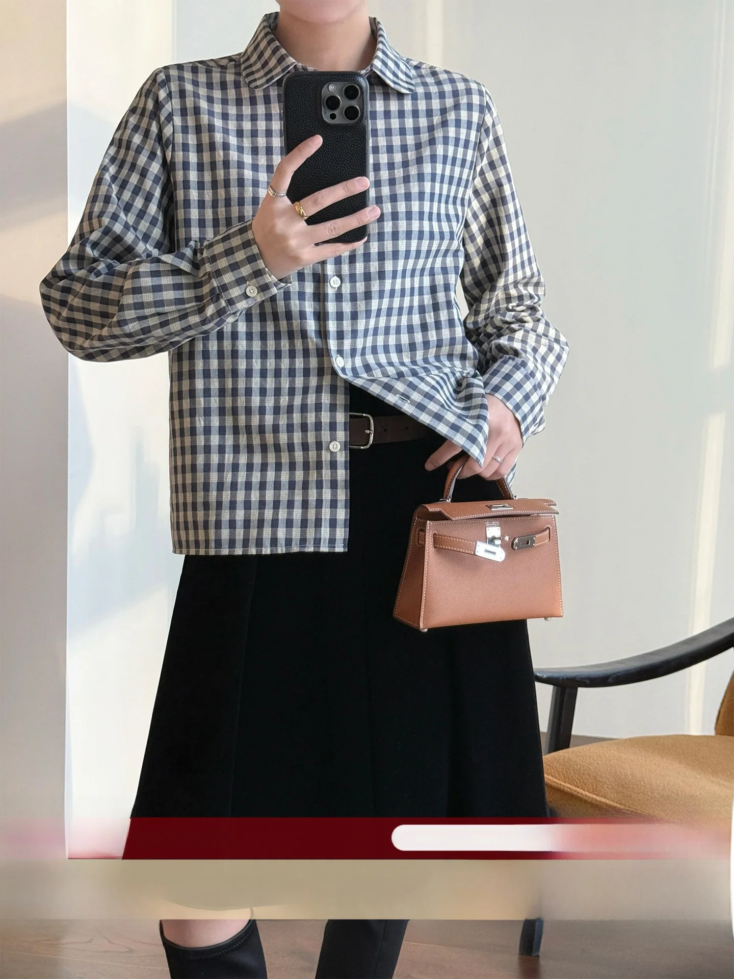 WANGER Retro Plaid Long Sve irt Collared Top Versatile Commute Friendly Cotton Blend Women's Faion Winter 2025
WANGER Retro Plaid Long Sve irt Collared Top Versatile Commute Friendly Cotton Blend Women's Faion Winter 2025