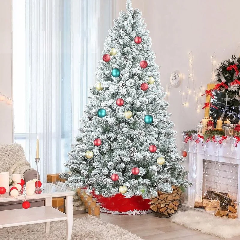 5FT Flocked Christmas Tree with Pine Cones, Snowy PVC Artificial Holiday Tree, 600 Tips, 27 Natural Pinecones, Sturdy Metal Stand, Full Shape for Seasonal Decoration
5FT Flocked Christmas Tree with Pine Cones, Snowy PVC Artificial Holiday Tree, 600 Tips, 27 Natural Pinecones, Sturdy Metal Stand, Full Shape for Seasonal Decoration