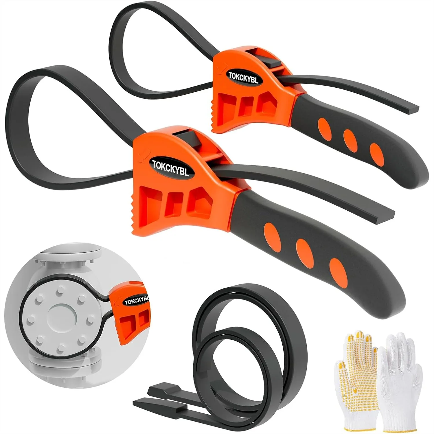 2-Piece Heavy-Duty Strap Wrench Set for Oil Filter, Jar Opener, and Plumbing Tool with Adjustable 4-6 Inch Grip
2-Piece Heavy-Duty Strap Wrench Set for Oil Filter, Jar Opener, and Plumbing Tool with Adjustable 4-6 Inch Grip