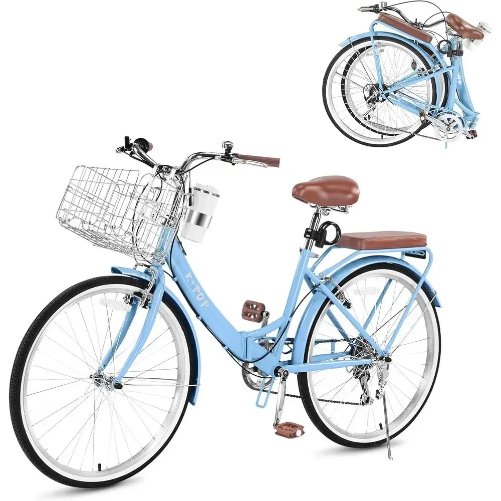 24-26 Inch Women's Beach Cruiser Bike with 7-Speed, Basket, and Cup Holder, Adjustable Seat, Dual V-Brakes
24-26 Inch Women's Beach Cruiser Bike with 7-Speed, Basket, and Cup Holder, Adjustable Seat, Dual V-Brakes