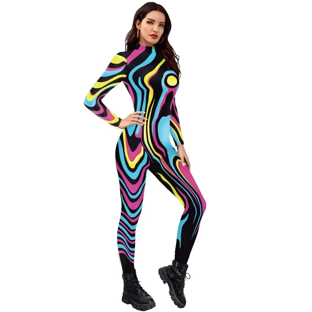 Artistic Colorful Halloween Rainbow Bodysuit Clothing Adult Women Printed Purim Cosplay Costume Long Sleeve Sexy Bodysuit Set
Artistic Colorful Halloween Rainbow Bodysuit Clothing Adult Women Printed Purim Cosplay Costume Long Sleeve Sexy Bodysuit Set