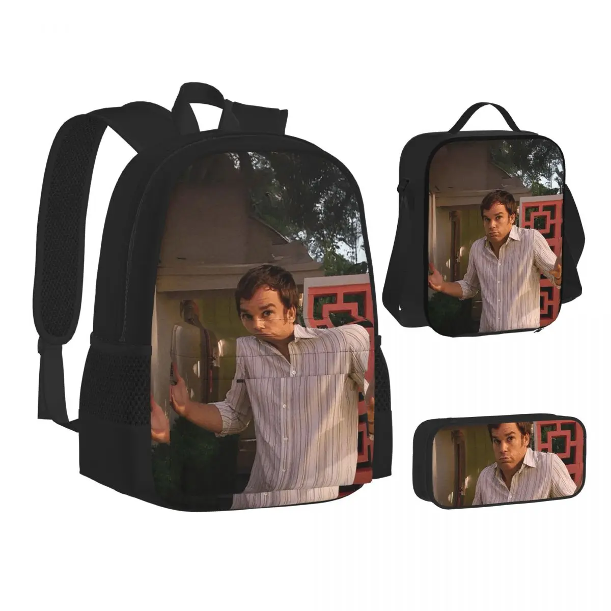 Movie Dexter Morgan Backpacks Children Bookbag School Bags Kids Rucksack Lunch Bag Pen Bag Three-Piece Set
Movie Dexter Morgan Backpacks Children Bookbag School Bags Kids Rucksack Lunch Bag Pen Bag Three-Piece Set