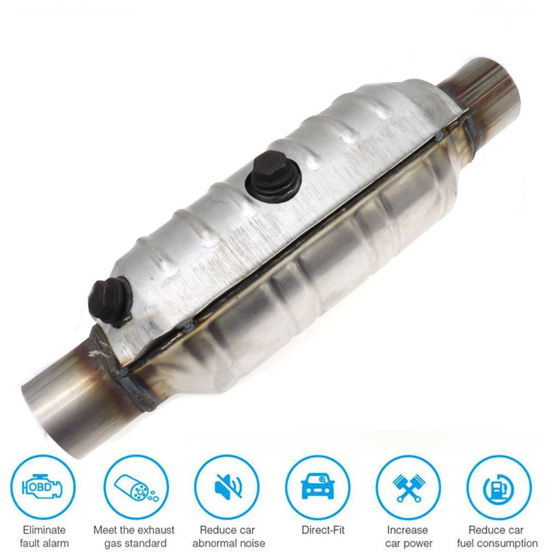 2.25in/5.7cm Catalytic Converter 400 holes High Flow 2xClogging Sensor Port Stainless Steel Car Accessories Universal
2.25in/5.7cm Catalytic Converter 400 holes High Flow 2xClogging Sensor Port Stainless Steel Car Accessories Universal