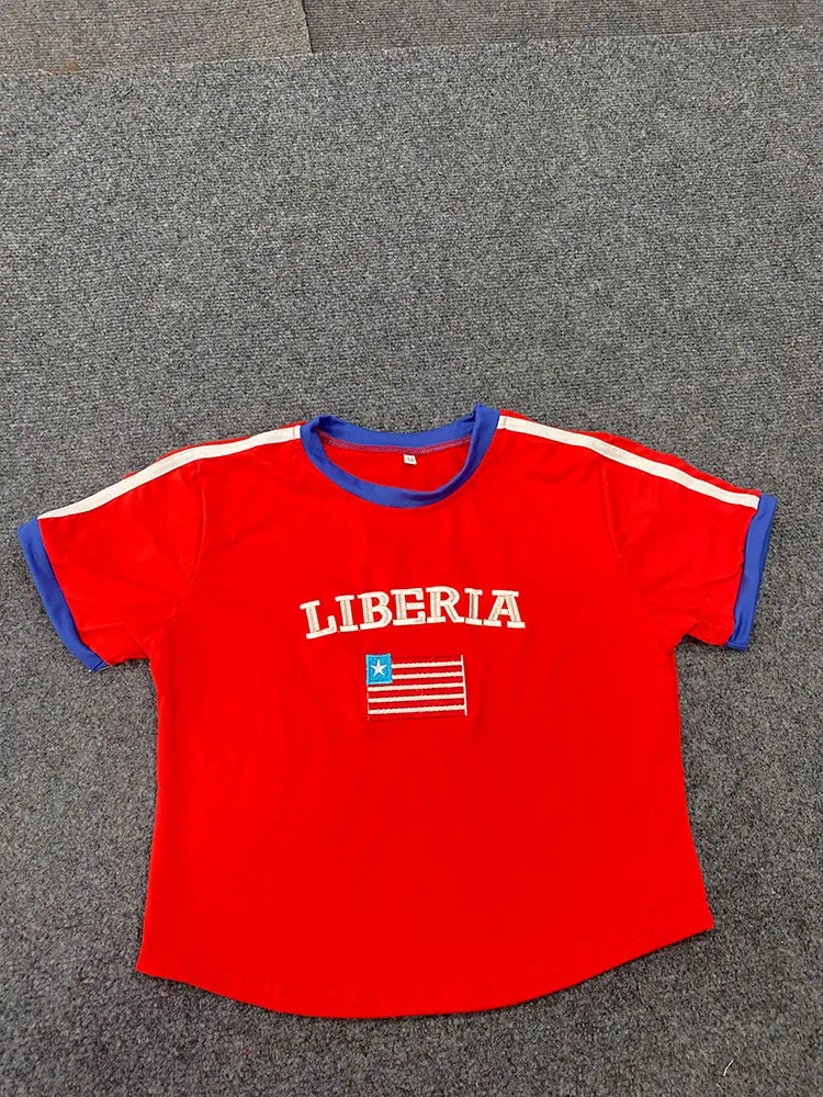 Aesthetic street women's T-shirt summer casual retro fashion flag embroidered short sleeve Y2k baby T-shirt
Aesthetic street women's T-shirt summer casual retro fashion flag embroidered short sleeve Y2k baby T-shirt