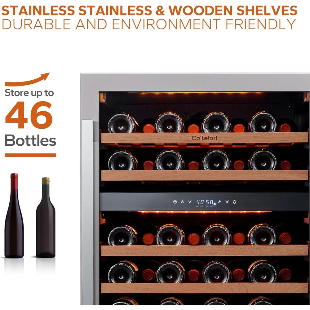 Wine Fridge & Cooler - 24 Inch 46 Bottle Wine Cooler Refrigerator, 40-65°F Dual Zone Wine Refrigerator Glass Door
Wine Fridge & Cooler - 24 Inch 46 Bottle Wine Cooler Refrigerator, 40-65°F Dual Zone Wine Refrigerator Glass Door
