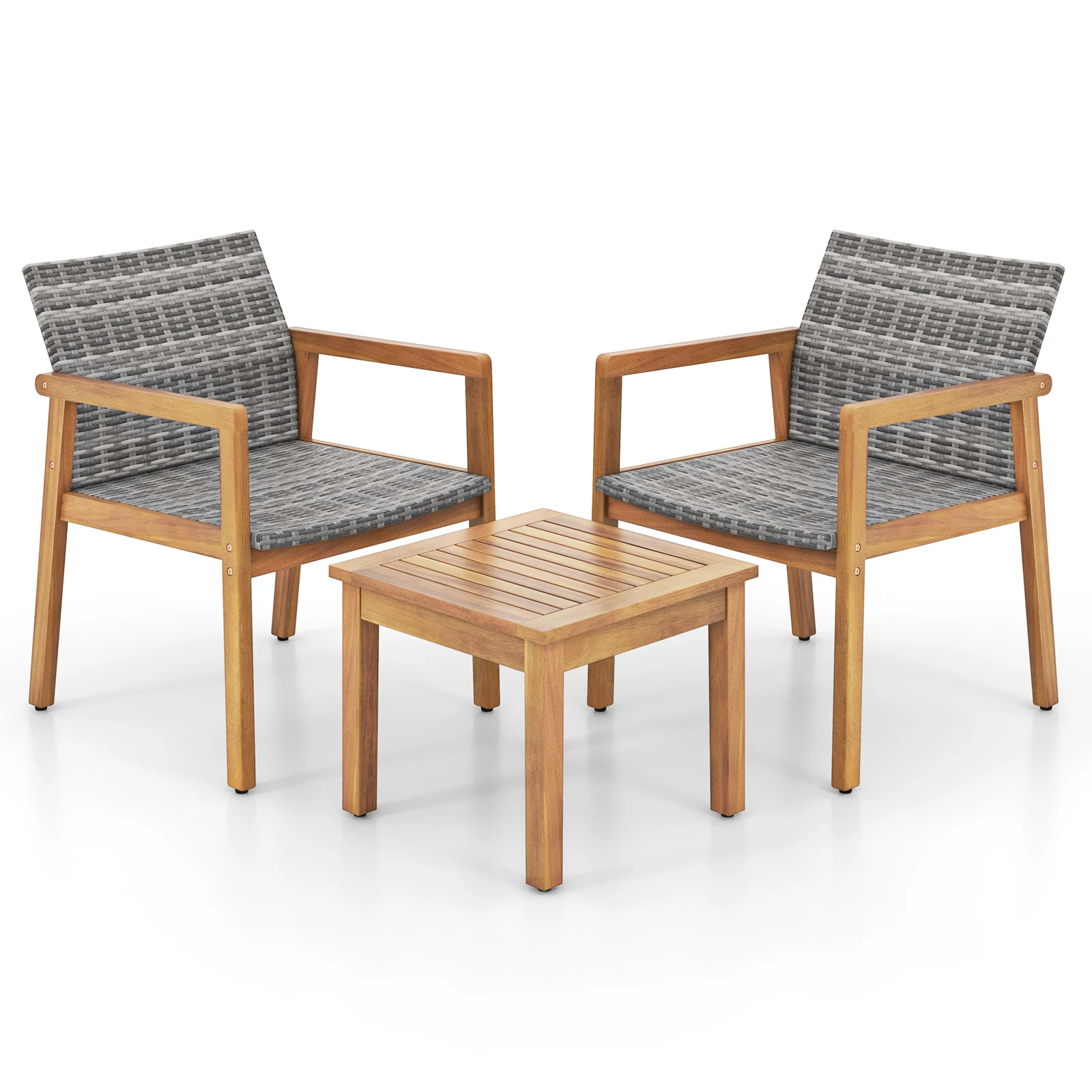 3 Pieces Outdoor Furniture Set, Acacia Wood Frame Sofa Set w/ Rattan Seat
3 Pieces Outdoor Furniture Set, Acacia Wood Frame Sofa Set w/ Rattan Seat