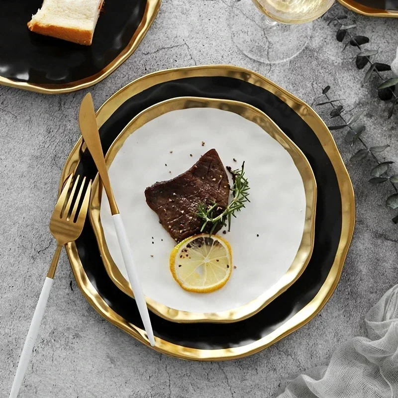 Nordic Style Ceramic Gold Plate Creative Porcelain Dish Soup Rice Bowl Set Snack Dessert Dinner Plate Cake Tray Tableware
Nordic Style Ceramic Gold Plate Creative Porcelain Dish Soup Rice Bowl Set Snack Dessert Dinner Plate Cake Tray Tableware