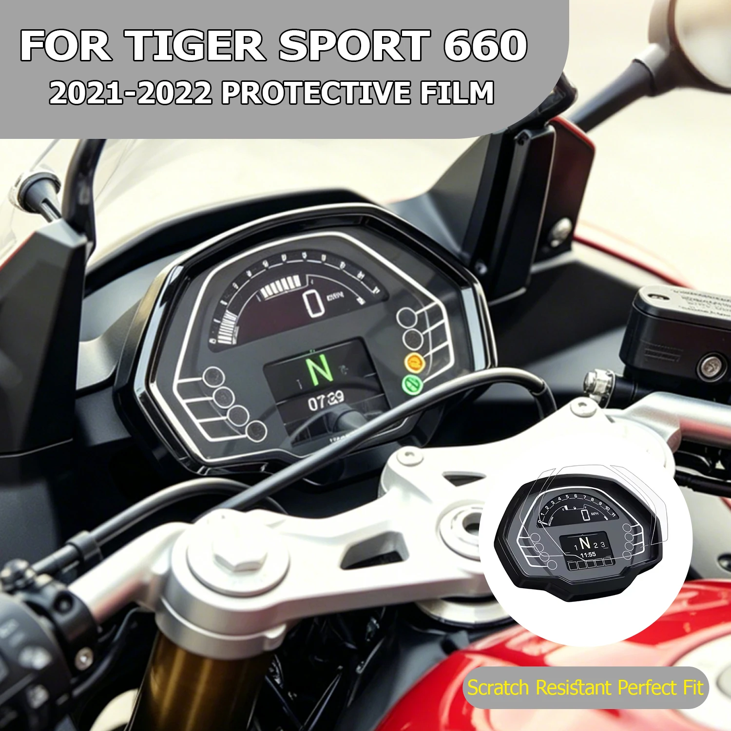 Sport660 Premium Anti-Glare Screen Protector For Tiger Sport 660 2021-2022 Scratch-Resistant Dashboard Guard Film Easy Install
Sport660 Premium Anti-Glare Screen Protector For Tiger Sport 660 2021-2022 Scratch-Resistant Dashboard Guard Film Easy Install