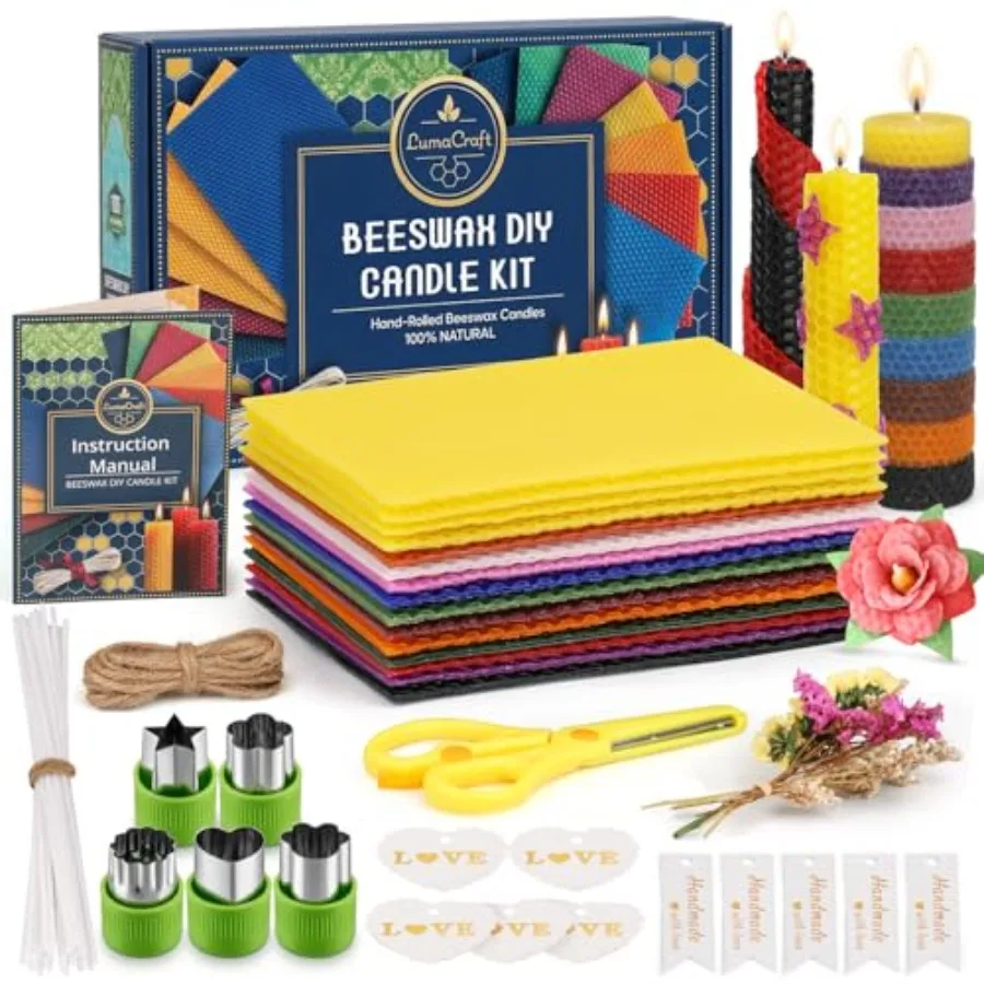 16PCS Natural Beeswax Sheets, Golden & Reusable, Ideal for DIY Candle Making
16PCS Natural Beeswax Sheets, Golden & Reusable, Ideal for DIY Candle Making