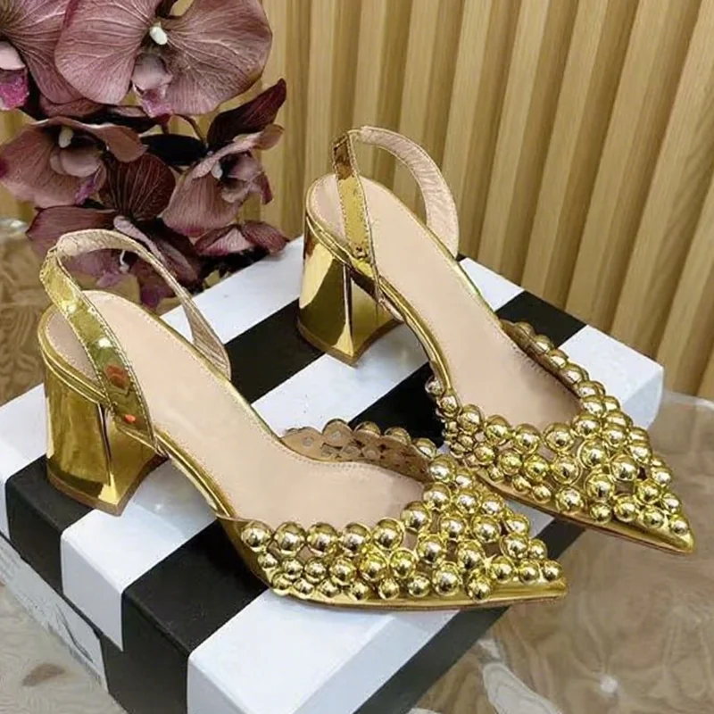 Slny Ball Decoration Slingback Sandals Sexy Rouned Toe Square Heel Ankle Buckle Warp New Arrivals Fashion Women Modern Shoes
Slny Ball Decoration Slingback Sandals Sexy Rouned Toe Square Heel Ankle Buckle Warp New Arrivals Fashion Women Modern Shoes