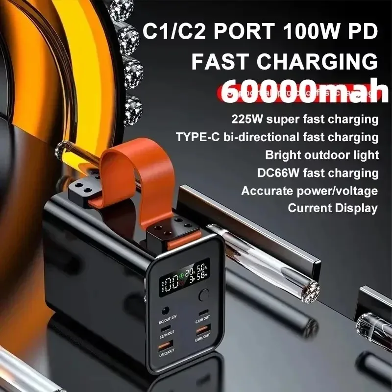 100W Power Bank 60000mAh Portable Fast Charging Large Capacity External Battery USB C PD QC DC for IPhone Samsung Xiaomi Laptop
100W Power Bank 60000mAh Portable Fast Charging Large Capacity External Battery USB C PD QC DC for IPhone Samsung Xiaomi Laptop