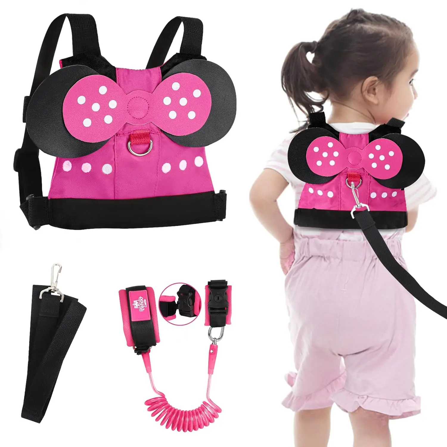 3-in-1 Toddler Safety Harness with Anti-Lost Lock, Adjustable Strap for 1-5 Years, Cute Minnie Mouse Backpack for Walking Travel
3-in-1 Toddler Safety Harness with Anti-Lost Lock, Adjustable Strap for 1-5 Years, Cute Minnie Mouse Backpack for Walking Travel
