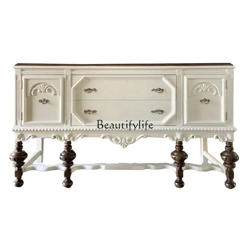 French Retro Entryway Cabinet Living Room American European Style Solid Wood Carved Sideboard Decorative Side Cabinet
French Retro Entryway Cabinet Living Room American European Style Solid Wood Carved Sideboard Decorative Side Cabinet