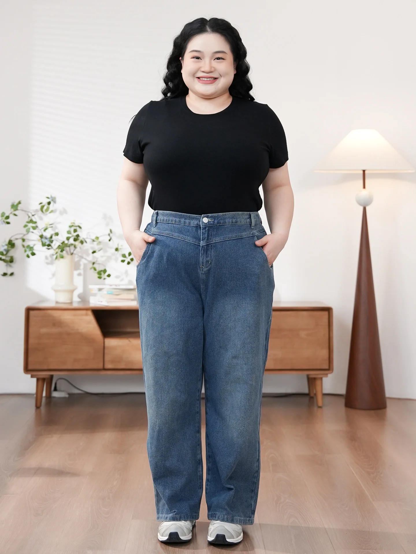 High Waist Straight Leg Jeans plus Size Loose Fit Hiding Hip Large Size Slimming Effect Women's Denim Pants Cotton Polyester
High Waist Straight Leg Jeans plus Size Loose Fit Hiding Hip Large Size Slimming Effect Women's Denim Pants Cotton Polyester