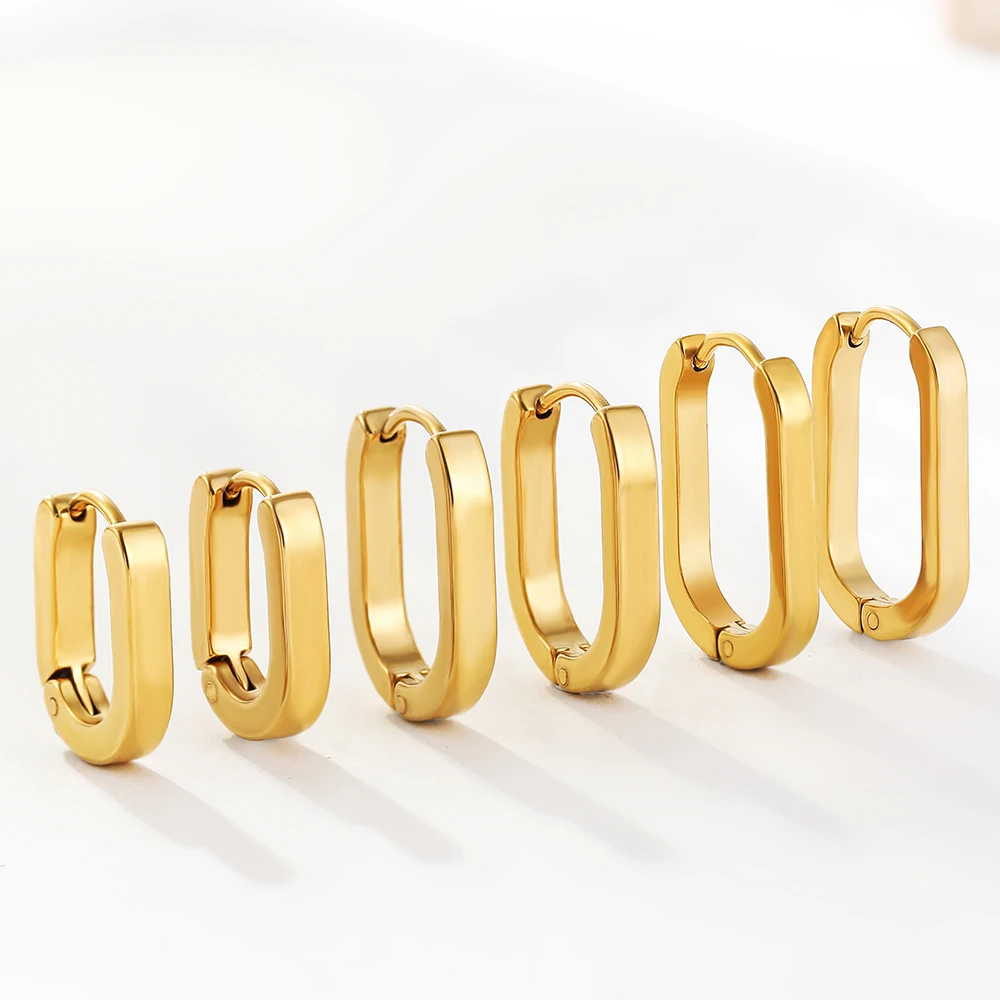 Geometric Oval Gold Color Stainless Steel Hoop Earrings for Women Men Piercing Huggie Earring Ear Buckle Punk Rock Jewelry
Geometric Oval Gold Color Stainless Steel Hoop Earrings for Women Men Piercing Huggie Earring Ear Buckle Punk Rock Jewelry
